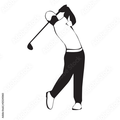 Man In A Cap Plays Golf Swing A Club Stock Image And