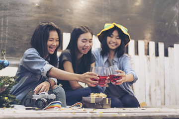 party, holidays, celebration, nightlife and people concept - smi