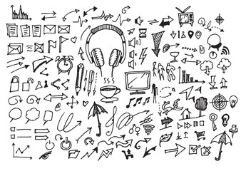 Business doodles sketch vector ink eps10