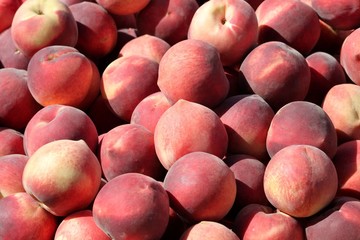 Pêches à l'étal du marché