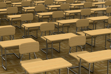 Classroom on white background. Isolated 3D image