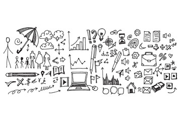 Business doodles sketch vector ink.
