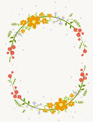 Yellow and red flower wreath brush painting