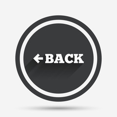 Arrow sign icon. Back button. Navigation symbol.