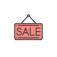 Sale door plate line icon, filled outline vector sign, linear colorful pictogram isolated on white. logo illustration