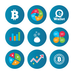 Bitcoin icons. Electronic wallet symbol.