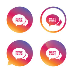 Speech bubble best price icon. Special offer.