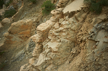 The texture of the rocks with sharp edges. Formations, Sandstone