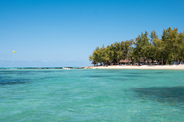 Dream island with white beach on Mauritius