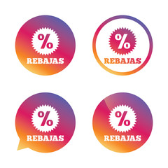 Rebajas - Discounts in Spain sign icon. Star.
