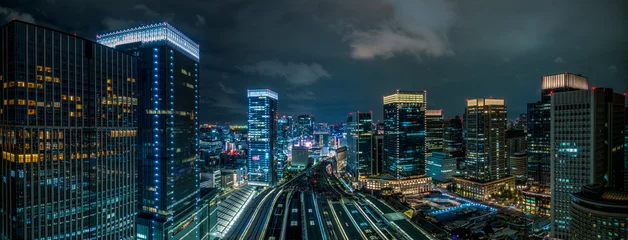 Foto op Aluminium Nachtzicht panorama over Tokyo Station © hit1912