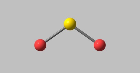 Sulfur dioxide molecular structure isolated on grey