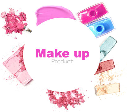 Various cosmetics isolated over white