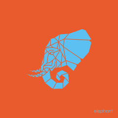 Fototapeta premium Elephant blue head in geometry style. Vector illustration.