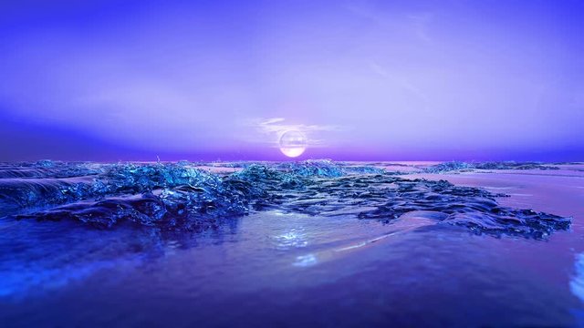 Rising Moon over the Sea.