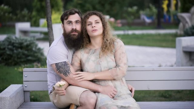 Loving couple in the park.