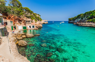 Idyllic view to the cove of Cala Llombards Majorca Spain