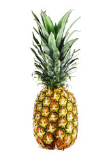 Ripe whole pineapple isolated on white background. Closeup.