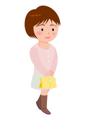 ハンドバッグを持って歩く女性