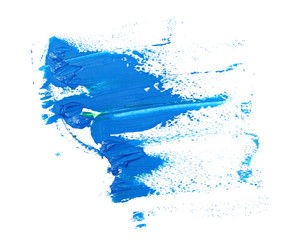 blue grunge brush strokes oil paint isolated on white background