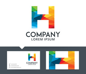 Letter H vector logo and business card template