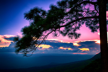 Fototapeta premium sunset on mountain in thailand