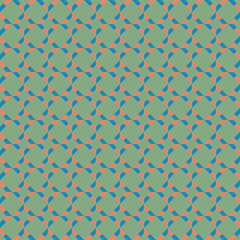 Blue light-orange rhombus geometric seamless pattern on green background.