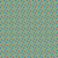 Blue light-orange rhombus geometric seamless pattern on green background.