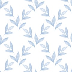 Delicate floral background. Blue leaves. Seamless pattern 61