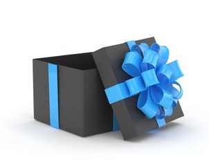open gift box with bows isolated on white. 3d rendering.