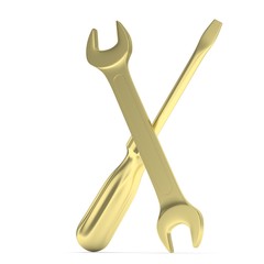 3D Illustration Wrench and screwdriver, service concept