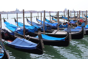 Fototapeta na wymiar view of gondolas on the Grand Canal of Venice, Venice, Italy