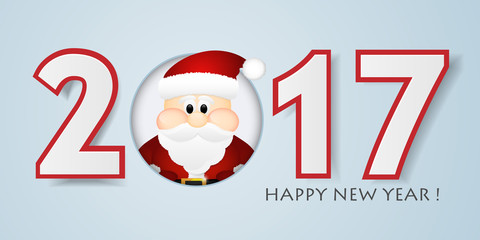 Happy New Year background with Santa Claus. Vector illustration.