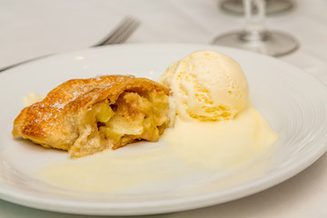 Apple Pastry and Melting Ice Cream