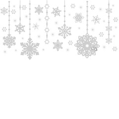 abstract Merry Christmas ornaments design, christmas decorations. seamless patter. grey on white. Elegant New Year background. Winter holiday background made of snowflakes with blank space your text