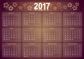 Calendrier 2017 simple - facilement éditable