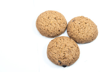 close up isolated cookies on white background