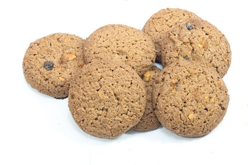 close up isolated cookies on white background