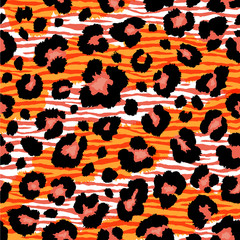 Seamless leopard and zebra pattern. Vector. 