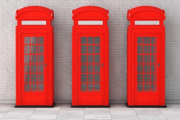 Obraz premium Classic British Red Phone Booth. 3d Rendering