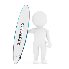 3d Small Person with Modern Surfboard. 3d Rendering