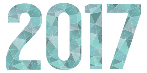 2017 Happy New Year vector blue low poly symbol isolated