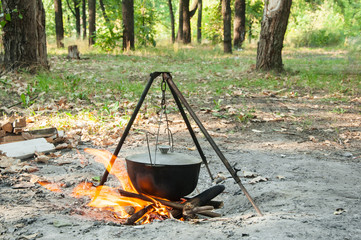 outdoor cooking a meal