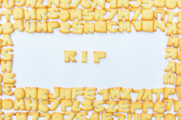 text made from bread and alphabet background