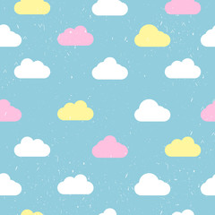 Seamless pattern with clouds on a blue background