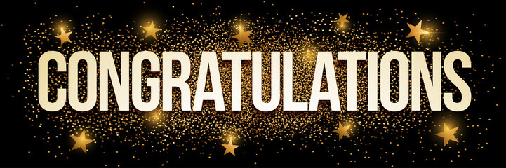 Congratulations golden glitter background banner.