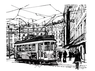 Gartenposter Straßenbahn in Lissabon © Isaxar