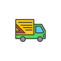 Shipping symbol, truck line icon, filled outline vector sign, linear colorful pictogram isolated on white. logo illustration