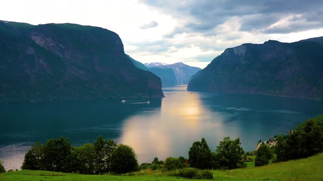 Beautiful Nature Norway natural landscape. Sognefjord or Sognefjorden, Norway Flam