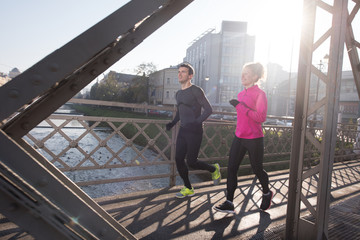 young  couple jogging